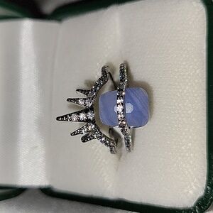 Elegant Silver and Blue Women's Ring